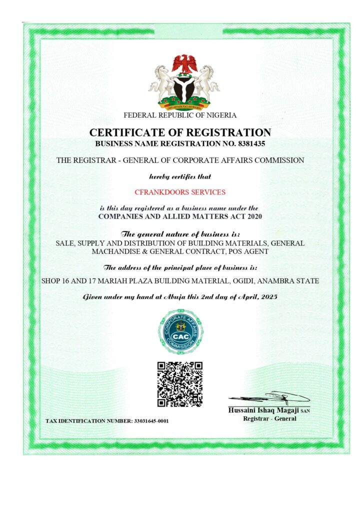 CAC Registration Certificate